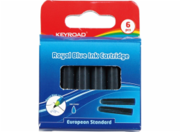 Inkoustové náplně Keyroad Blue pro pera, 6 kusů