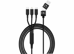 USB kabel USB-A + USB-C - USB-C + microUSB + Lightning 1,2 m černý (SMRTER_HYDRA_ULT_BK)