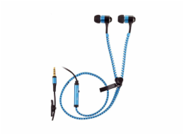 Sluchátka Trevi, ZIP 681 M, špuntová, kabel 1 m, s mikrofonem, klip na uchycení, modré