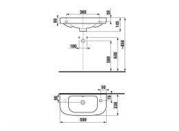 Umyvadlo JIKA DEEP, 500×230 mm