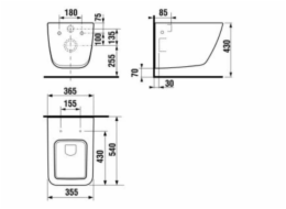 Závěsné WC JIKA CUBITO PURE, 355×540 mm