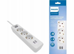 Philips PHILIPS PRODLUŽOVACÍ NAPÁJECÍ KABEL PRŮZKUM NAPÁJECÍ PÁSEK BÍLÁ 3 ZÁSUVKY 2XUSB 2M SPN3032WA/60