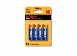 Baterie Kodak AA MAX alkalická 4 ks, blistr