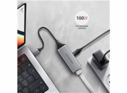 AXAGON ADE-TXPD, USB-C 3.2 Gen 1 - Gigabit Ethernet síťová karta, Asix AX88179, PD 100W, auto instal