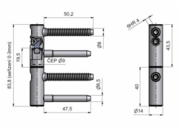 Dveřní pant 14 x 40 mm pozinkovaný, žlutý