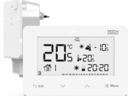 Tech Bezdrátový pokojový ovladač ST293V2, dvoustavový (skleněný přední panel), bílý