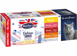 BUTCHER S Delicious Dinners Jumbo Pack - mokré krmivo pro kočky - 40 x 100 g