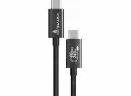 Kabel Extralink Smart Life USB Type-C to Type-C opletený černý | USB-C kabel | 240W 40Gbps 200cm