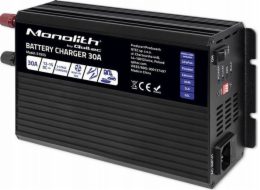 Qoltec 51955 Smart Monolith nabíječka pro LiFePO4 AGM GEL SLA baterie | 30A | 12V