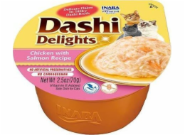 INABA Dashi Delights Kuře s lososem ve vývaru - kočičí pamlsky - 70g