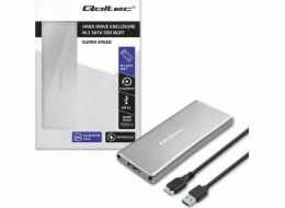 Qoltec 51833 Kryt | M.2 SSD disk | SATA | NGFF| USB 3.0 | Super rychlost 5GB/s | 2TB | stříbrný