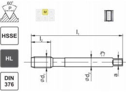 Fanar ZÁVIT M12 DIN-376B (6H) HSSE HL INOX