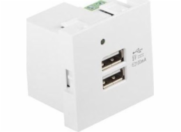 LANBERG AC 45x45 socket 230V 5V 2xUSB 2.1A white