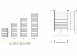 Instal-Projekt koupelnový radiátor TRENDY RETTO 50/140 spodní připojení C12