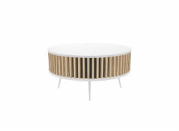 Table RONDA 90 white slatted oak