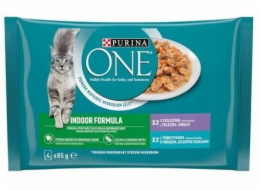 PURINA One Indoor Tuna telecí - mokré krmivo pro kočky - 4x85g