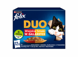 Felix Fantastic Duo Country Flavors s hovězím a drůbežím kuřecím masem Tzatziki Jehněčí Telecí Krůtí a játra v želé -12 x 85g