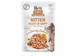 BRIT Care Cat Kitten Savory Salmon Pouch - vlhké krmivo pro kočky - 85 g