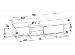 Cama TV skříňka SIGMA1 180 dub sonoma/bílý lesk