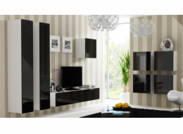 Cama Obývací skříň sestava VIGO 24 bílá/černý lesk