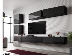 Cama Obývací skříň sestava VIGO SLANT 5 černá/černý lesk