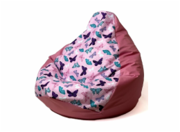 Sako bag pouffe Potisk hrušek tmavě růžový-motýl L 105 x 80 cm