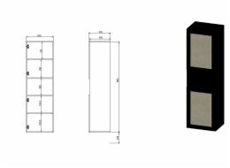 Skříň JUTA 50x39,5x190 černá + linol calabria