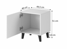 PAFOS noční stolek 2 ks. 45x40x51 cm bílá matná