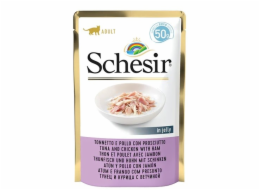 SCHESIR in jelly Tuna and chicken with ham - mokré krmivo pro kočky - 50 g