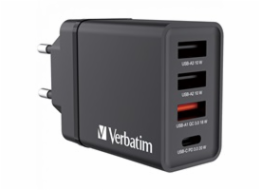 VERBATIM Univerzální adaptér CHR-30EU2, 30W, 1x USB-C, 3x USB černá