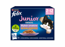 Felix Fantastic Želatinové krmivo pro koťata Hovězí, kuře, losos, sardinka - 12x 85 g