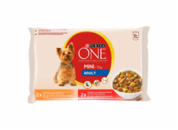 PURINA One Mini Adult Chicken Beef - mokré krmivo pro psy - 4x100 g