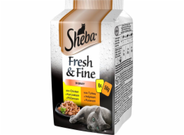 SHEBA Fresh&Fine Chicken Turkey - mokré krmivo pro kočky - 6 x 50 g