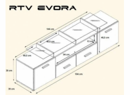 Televizní stolek Cama EVORA 200 černá/černý lesk