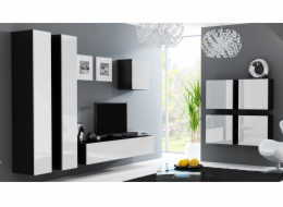 Cama Obývací skříň sestava VIGO 24 černo/bílý lesk