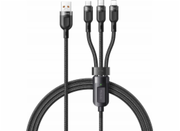 Kabel 3v1 z USB na USB-C / Lightning / Micro USB, Mcdodo CA-0930, 6A, 1,2 m (černý)