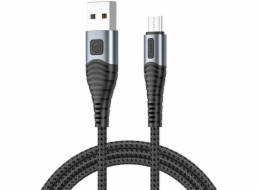 Kabel USB-Micro USB VFAN X10, 3A, 1,2 m, opletený (černý)