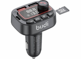 Vysílač FM Budi s nabíječkou 42W, Bluetooth 5.0, USB-C PD, microSD (černá)