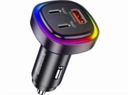 Nabíječka do auta USB, 2x USB-C Remax RCC330, 66W (černá)