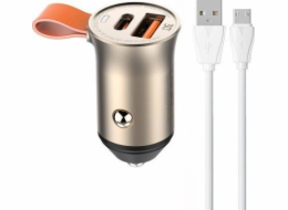 LDNIO C509Q USB, USB-C 30W Nabíječka do auta + kabel MicroUSB Kabel