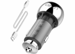 LDNIO C1 USB, USB-C nabíječka do auta + kabel Lightning