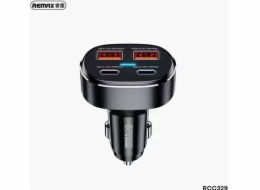 Nabíječka do auta 2x USB, 2x USB-C Remax RCC329, 75 W (černá)