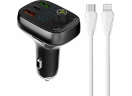 LDNIO Bluetooth C704Q 2USB, USB-C Vysílač FM + kabel USB-C - Lightning