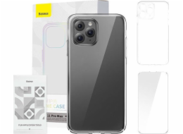 Pouzdro Baseus Crystal Series pro iPhone 11 pro max (čiré) + tvrzené sklo + čisticí sada