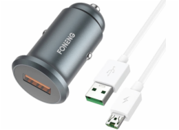 Nabíječka do auta Foneng C15, USB, 4 A + kabel USB na micro USB (šedá)