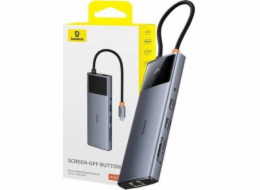 Rozbočovač 10v1 Baseus Metal Gleam II Series, USB-C na 1xHDMI, USB-A (10Gbps), USB-C, 2xUSB-A, Ethernet RJ45, SD/TF karta, mini-jack 3,5mm, USB-C(PD)