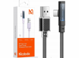 Kabel USB-C na USB-C Mcdodo CA-3423 90 stupňů 1,8 m s LED diodou (černý)