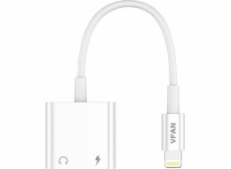 Kabel VFAN L10 Lightning na Lightning + mini jack 3,5 mm AUX, 10 cm (bílý)