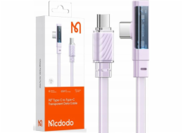 Kabel USB-C na USB-C Mcdodo CA-3454 90 stupňů 1,8 m s LED diodou (fialový)