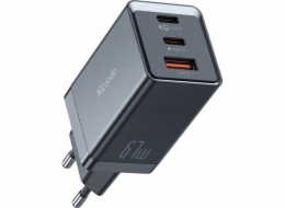 Mcdodo CH-1541 GaN síťová nabíječka, 2x USB-C, 1x USB, 67W (černá)